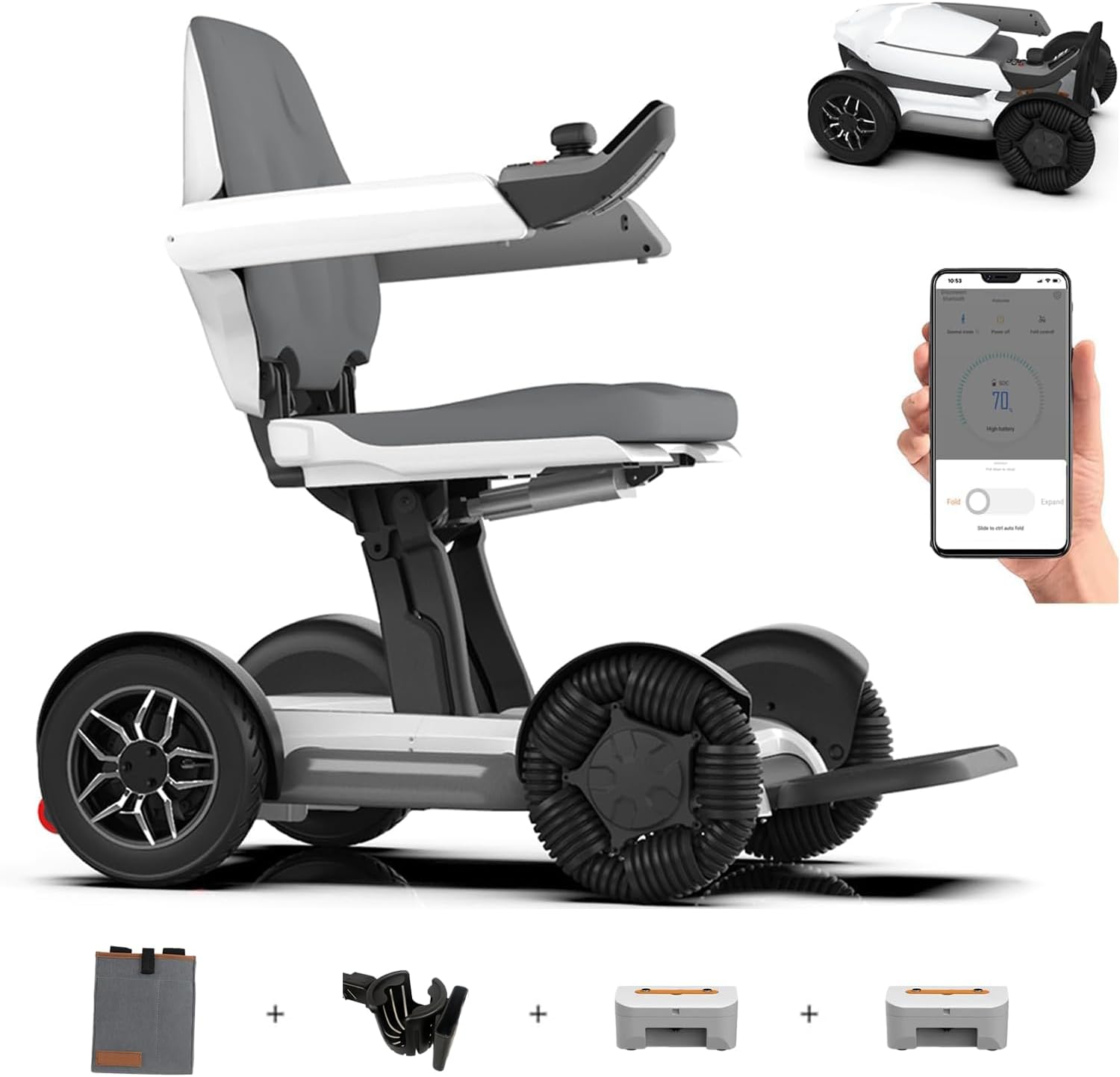 Intelligent Electric Powered Wheelchair Device, Automatic Folding, Remote Controlled, Smart, Compact Heavy Duty Mobile, Powerful Dual Motor, Foldable Portable Motorized Mobility Scooter