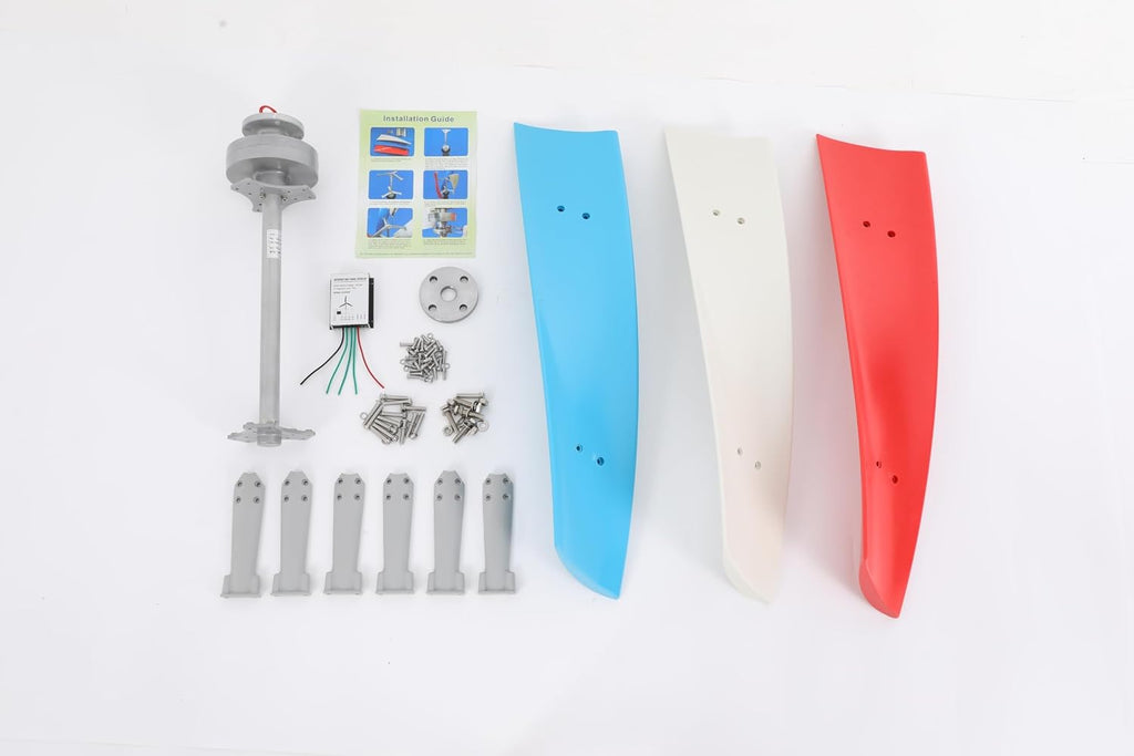 Wind Turbine Generator Kit 450W 24V Vertical Wind Power Turbine Generator Kit with Controller Rare Earth Permanent Magnet Generator for Home RV Boat Marine Electricity Set
