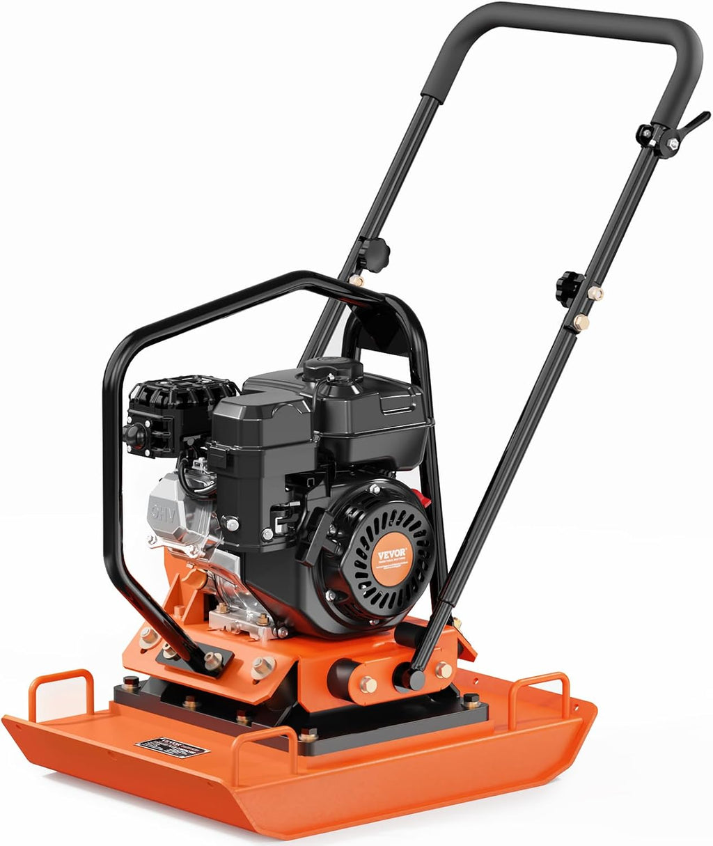 VEVOR Plate Compactor, 7.0 HP Gas Engine, 4451.22 lbf Vibration Compaction Force, 432 sq. in Plate, 5400 RPM Power Tamper, Ground Compactor Rammer for Dirt, Gravel, Asphalt, Foundation, EPA Compliant
