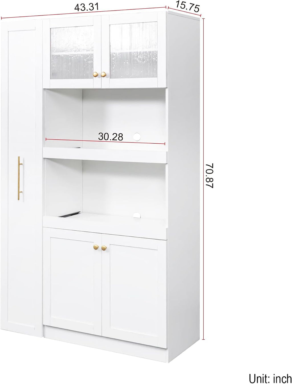 Ball & Cast 71″Tall Freestanding Kitchen Pantry Cabinet with 2 Pull-Out Shelves,Versatile Farmhouse Pantry Storage Cabinet w/Pull-Out Storage Shelf and 4 Doors,for Kitchen and Dining Room,White