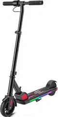 Caroma E35 Kids Electric Scooter for Ages 8-12, 150W Motor Up to 7 Miles Range & 10 MPH Speed, LED Display, Colorful Rainbow Lights, Adjustable Height, Foldable & Lightweight Design