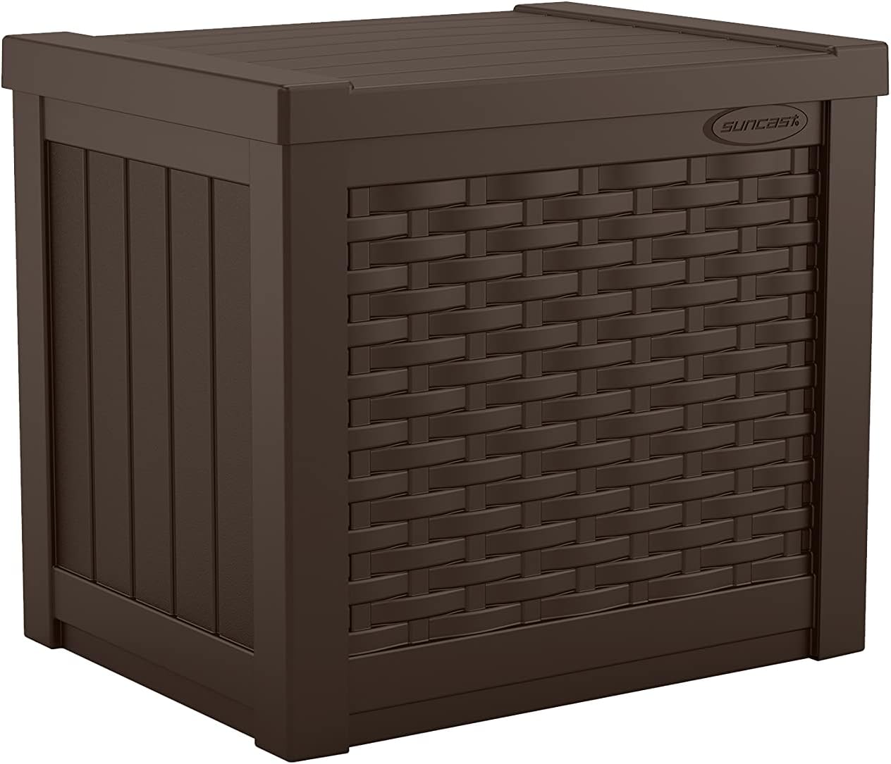 Suncast Resin Wicker 99 Gallon and 22 Gallon Storage Containers Bundle | 2-Piece Set