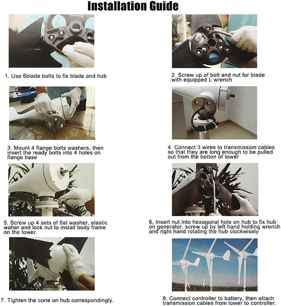 Wind Turbine Generator Kit 3000W with 5 Blade Vertical Axis Wind Generator Kit with Controller for Marine Home Garden Boat Marine Street Lighting System,24v