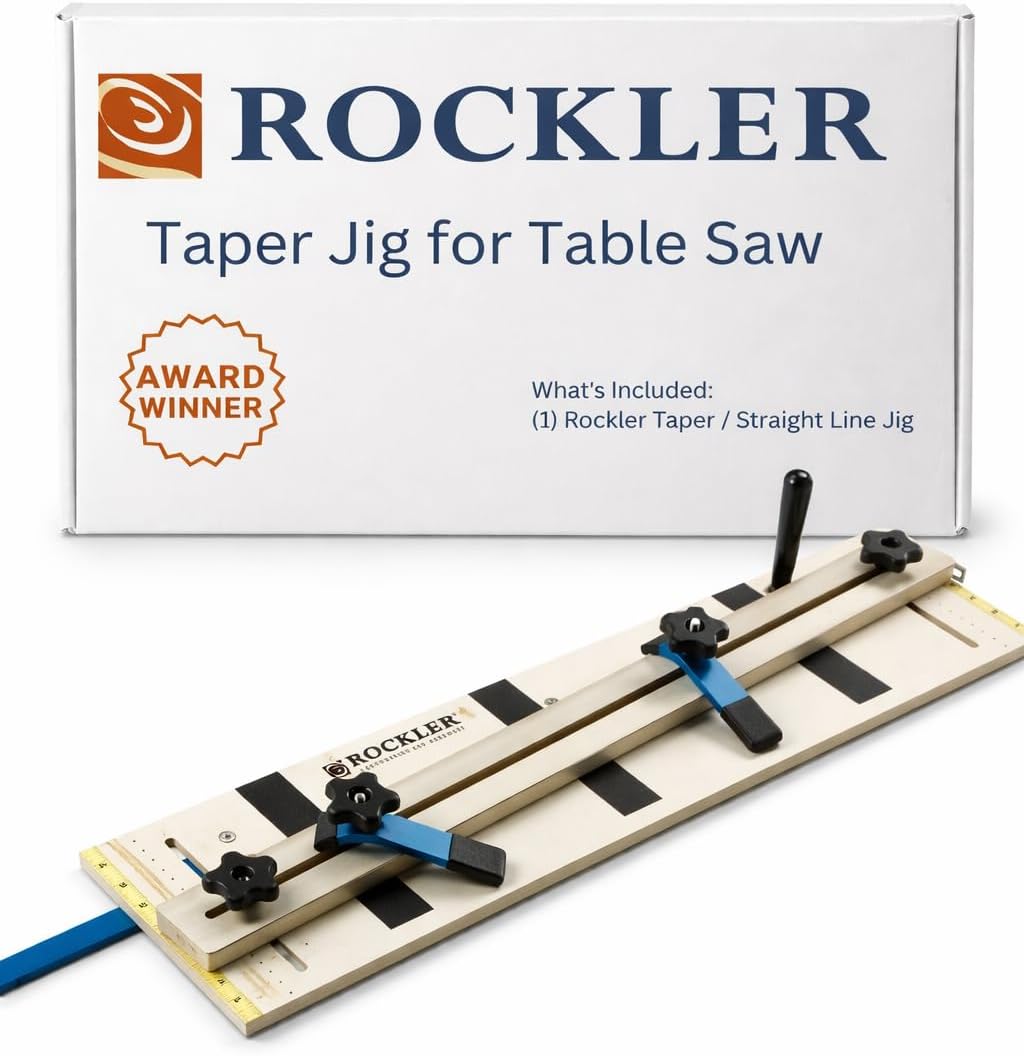 Rockler Taper Jig/Straight Line Jig - Power Tool Accessory Jigs Makes Tapered Cuts Fast - Wood Cutting Jig is Perfect for Chair Legs - Hardware Jig Includes 36' Miter Bar – Table Saw Accessories