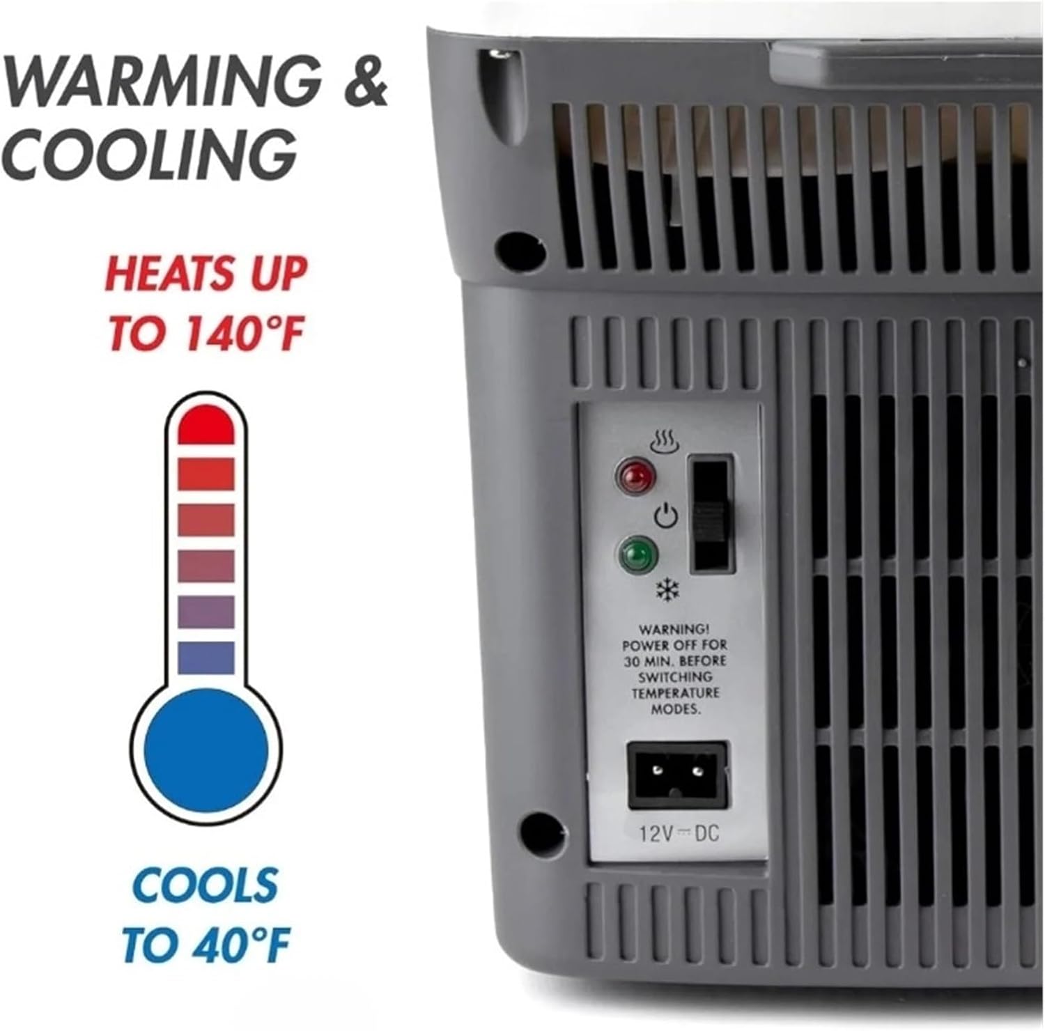 12V 6 Quart Personal Thermoelectric, 6 Liter Capacity, Portable Electric Cooler Warmer With 12/24V DC, Small Fridge For Car, RV
