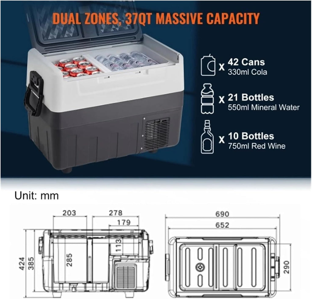 35L/45L/55L Portable Foldable Handle Car Refrigerator With Wheel Compressor Freezer For Camping Picnics Car Home Traval(45L)