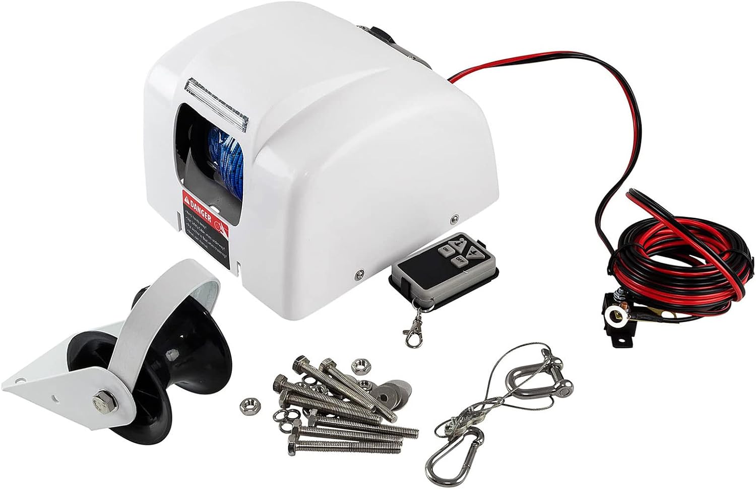 OUKANING Boat Electric Anchor Winch, Anchors Up to 25/35/45 LBS, 12-Volt DC Boat Anchor Wench with Wireless Remote Control, High-Efficiency Marine Saltwater Anchor Windlass Kit Includes 100-feet Rope