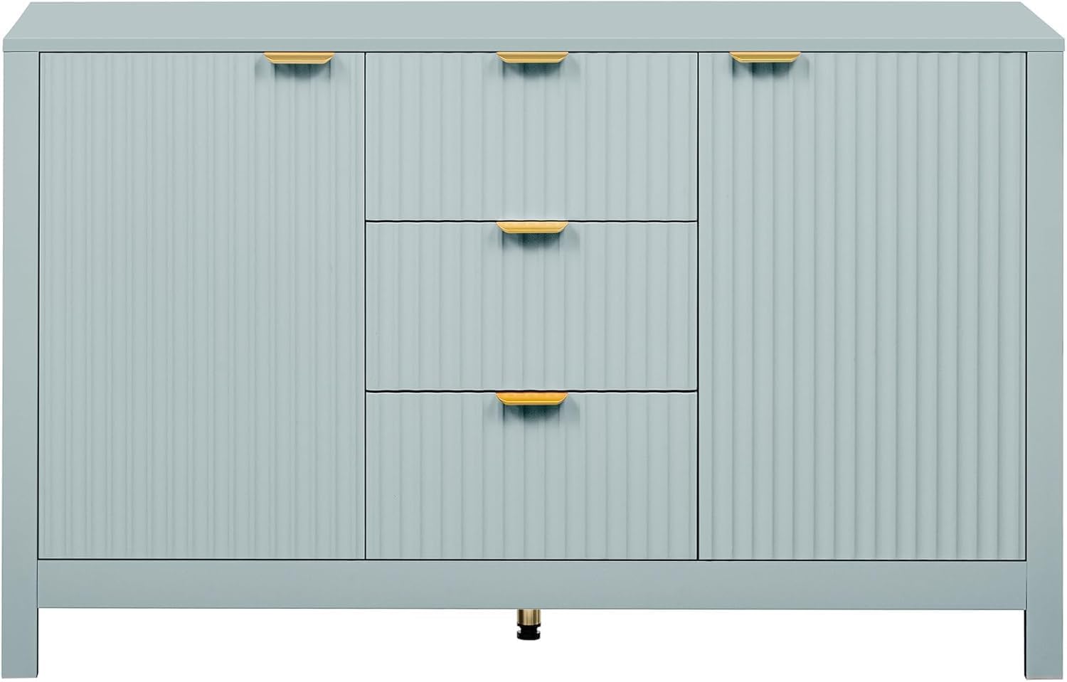 Virubi 47' Fluted Sideboard Buffet Cabinet with Storage Drawers,Doors,Adjustable Shelves and Gold Handles, Wood Modern Sideboard Accent Cabinet for Living Room,Hallway,Entryway (Green)