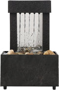 Indoor Fountain LED Tabletop Fountain Indoor Flowing Water Waterfall Fountain Lighting Tabletop Fountain with Stones for Home Decor Meditation Fountain
