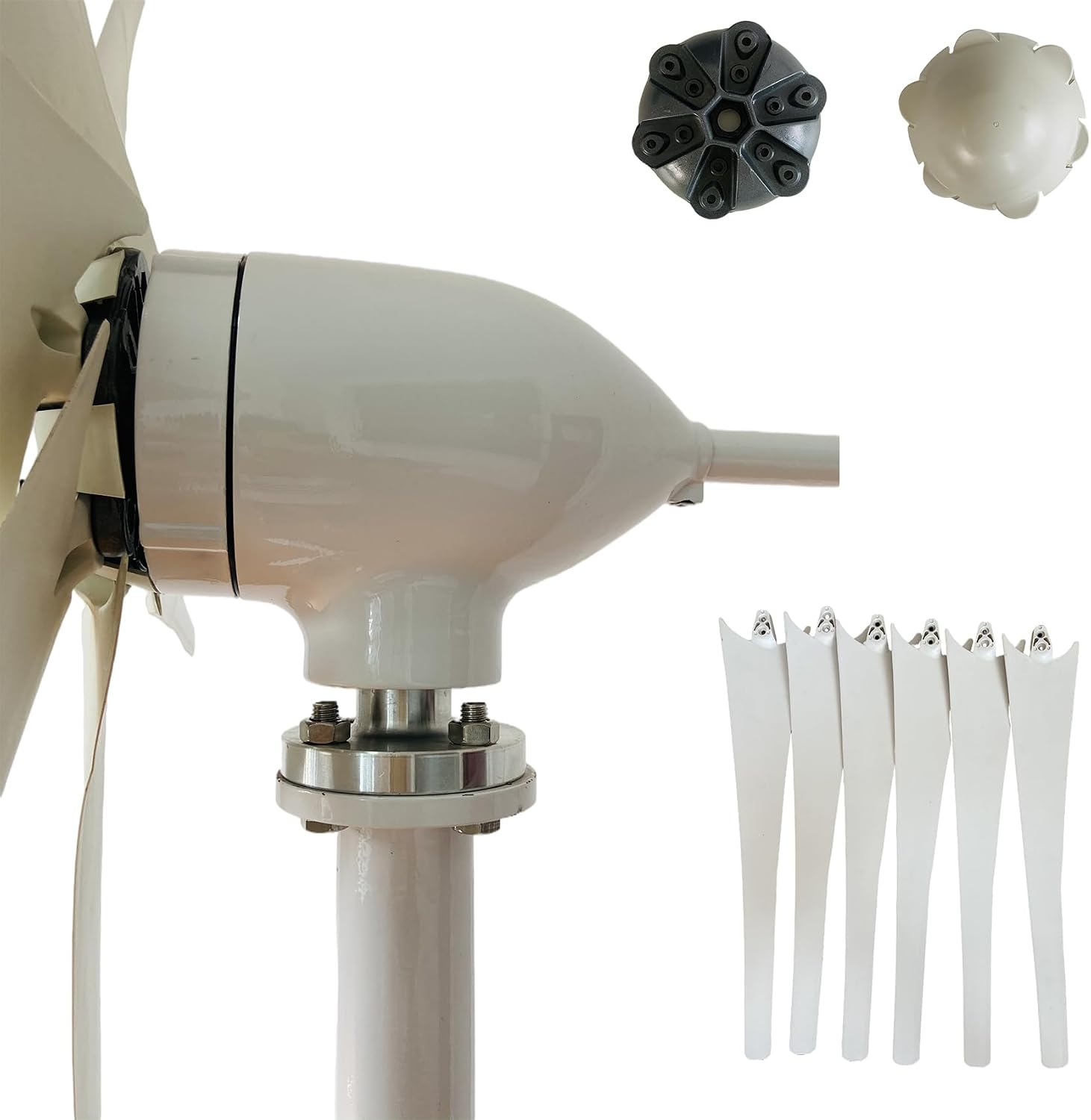 1000W No Noise Vertical Magnetic Wind Generator,6 Blades with Charge Controller 12V 24V 48V 220V Permanent Magnet Generator for Outdoor Garden(White)