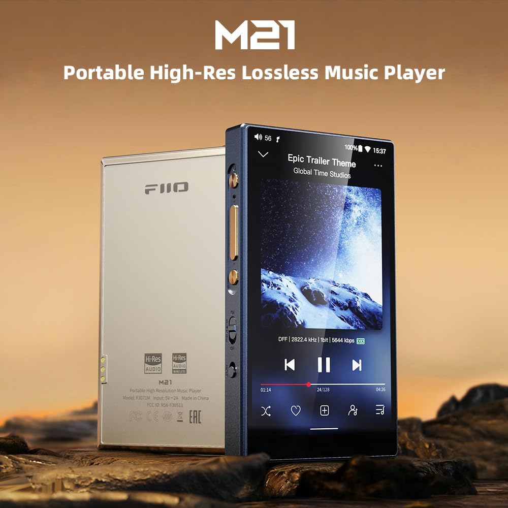 FiiO M21 Android 13 Portable Music Player MP3 Snapdragon 680 4* CS43198 DAC Chips Hi-Res Audio DSD Bluetooth LDAC (Black)