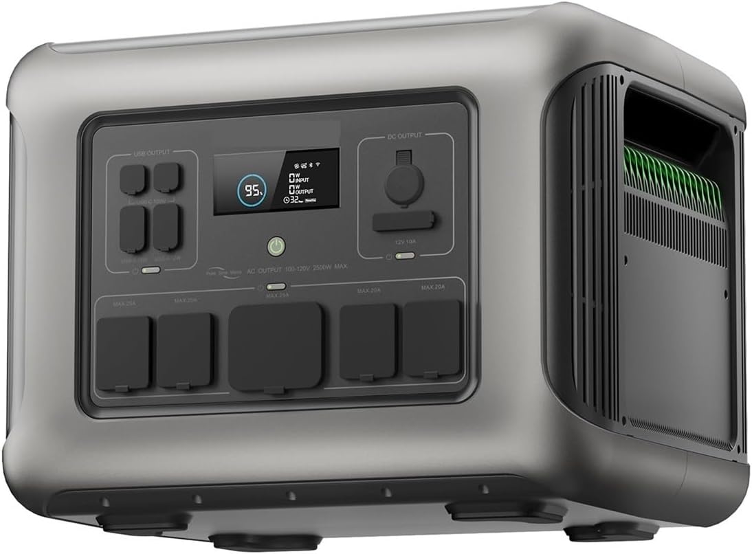 Power Station, 2500W Outdoor Power Station 2016Wh Large Capacity Backup Supply with Solar Input USB-C Fast Charging for Camping Emergency Home Use,for Outdoor Camping Home