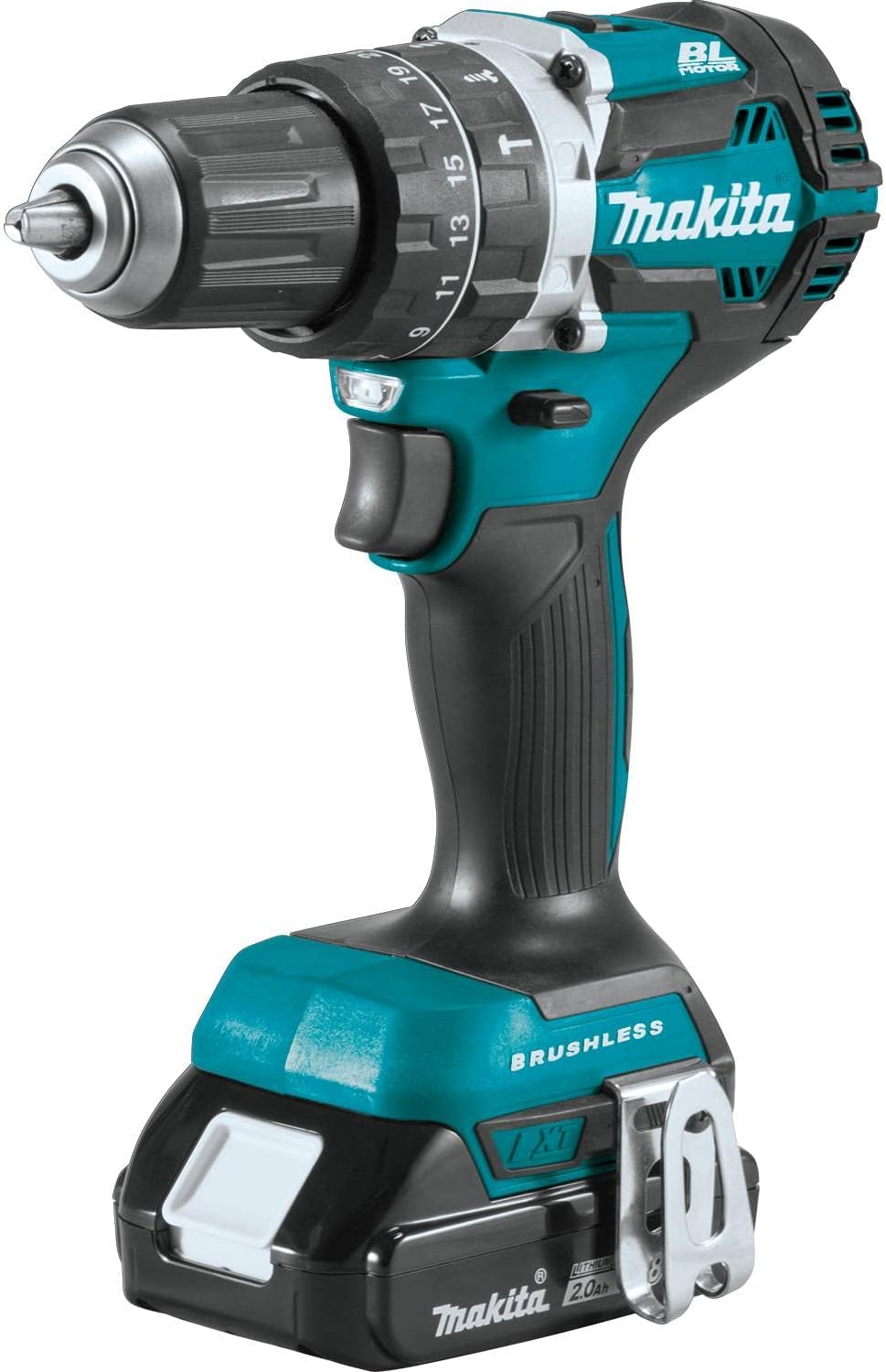 Makita XPH12R 18V LXT Lithium-Ion Compact Brushless Cordless 1/2' Hammer Driver-Drill Kit (2.0Ah),