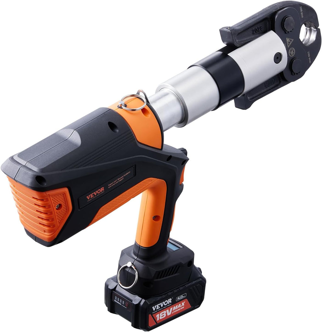 VEVOR 18V Press Tool, 32KN Electric Pipe Crimping Tool for 1/2' to 2' Copper Pipes, 360° Rotation Automatic Crimper with Brushless Motor & 6 Jaws - Compatible with ProPress