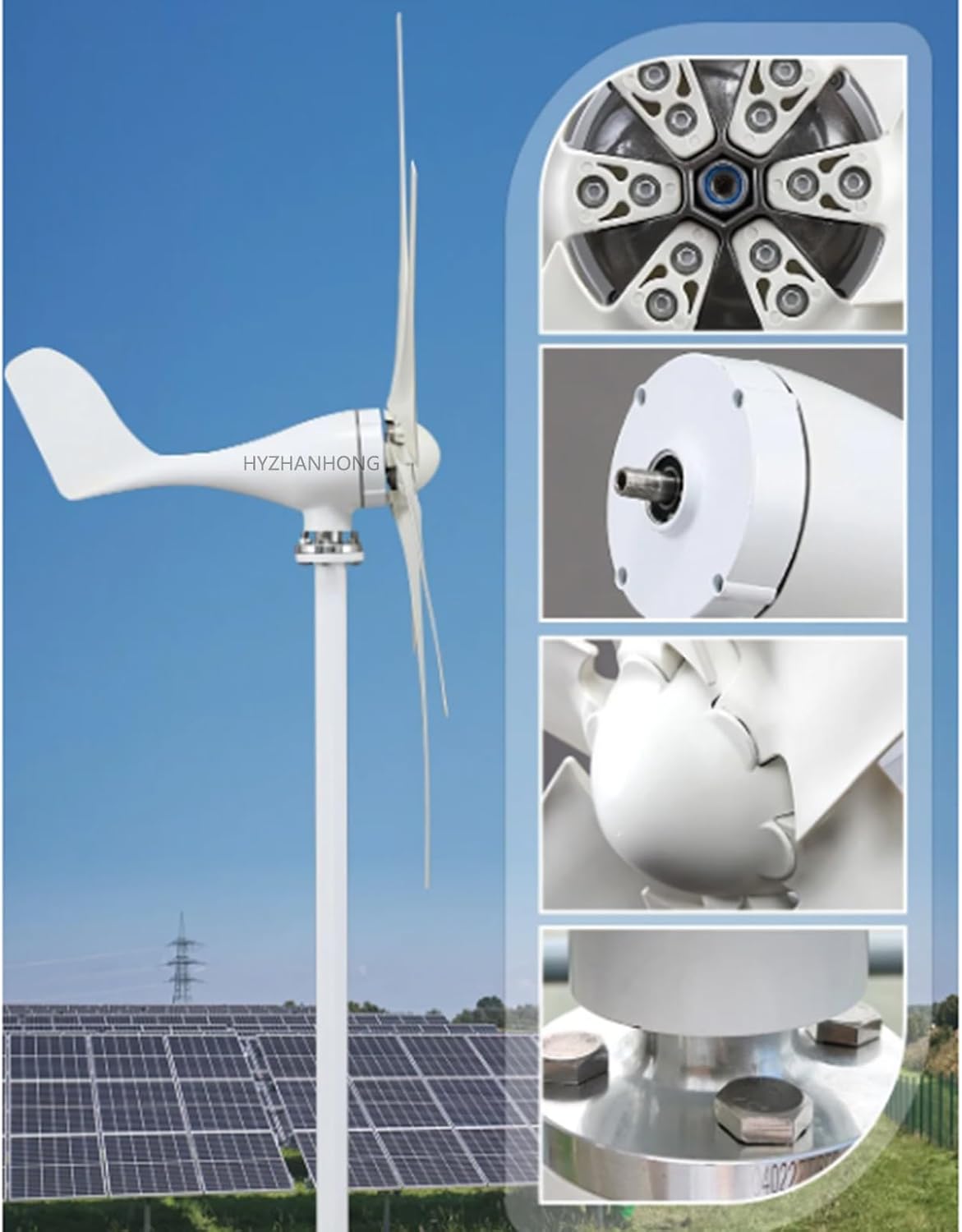 1000W Windmills Turbine Generator,6 Blades 12V 24V 48V Horizontal Wind Turbine Generator with Mppt Charge Controller for Farm Home Use