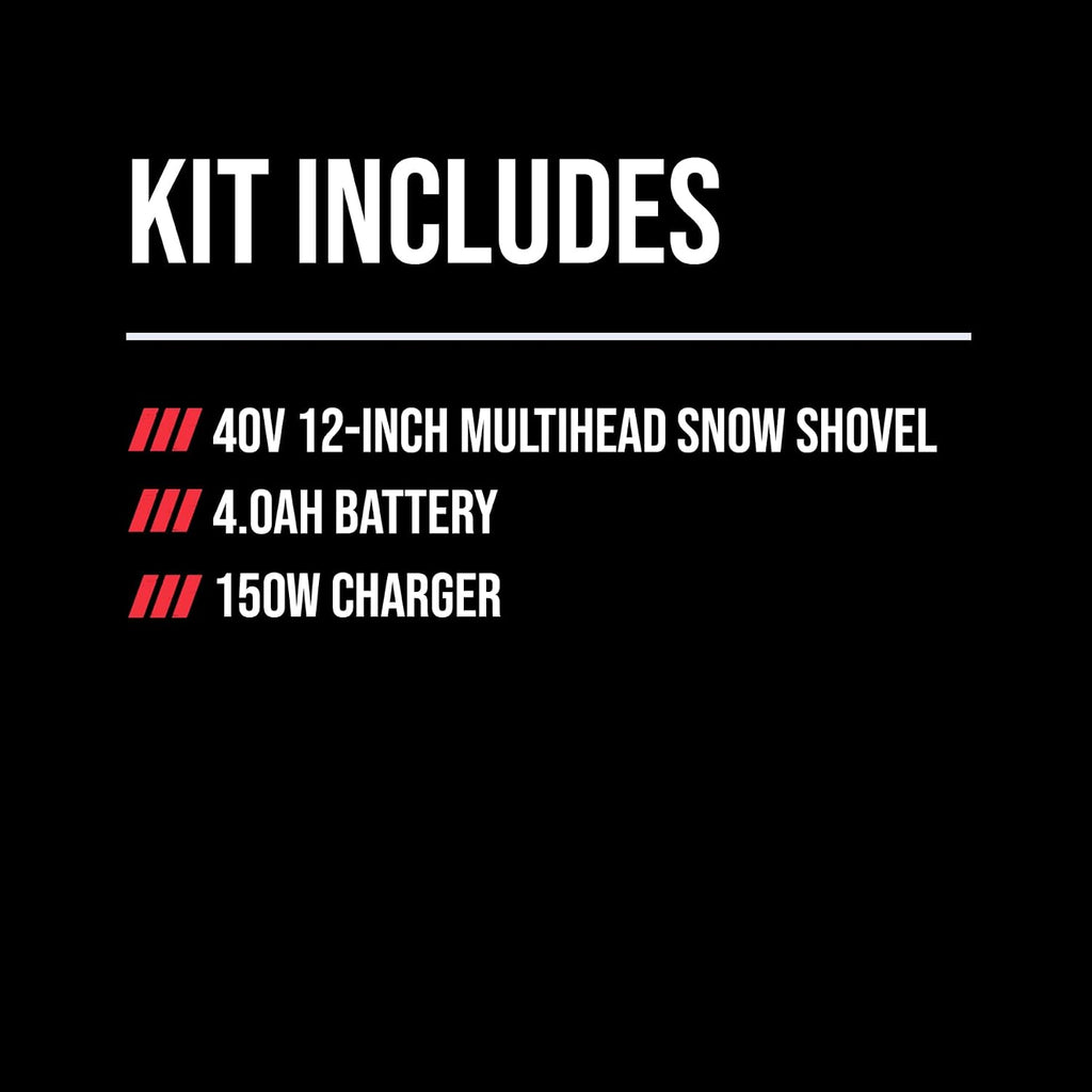 SKIL PWR CORE 40 Brushless 40V Multi-Head System, 12-Inch Snow Shovel Kit, 20'ft Throwing Distance, Includes 4.0Ah Battery and Charger - PSS1200C-10