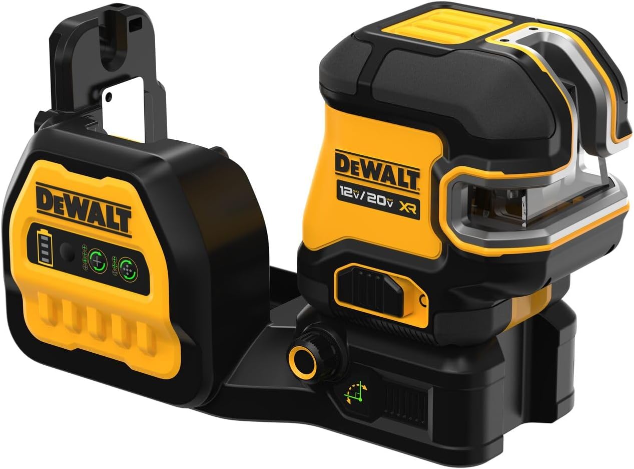 DEWALT 20V/12V MAX Laser Level, Cross Line Laser and 5 Spot Laser, Green, Bare Tool Only (DCLE34520GB)