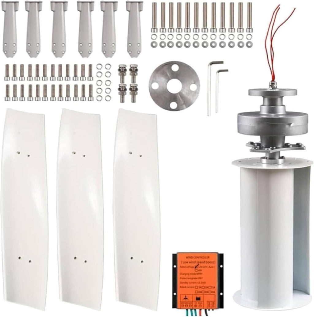 12V 24V 48V 220V Windmill Wind Turbine Generator with MPPT Controller,10000W Portable Vertical Helix Wind Power Turbine Generator,3 Blade Wind Generator Kit for Home Energy Supplementation 12000W-24V