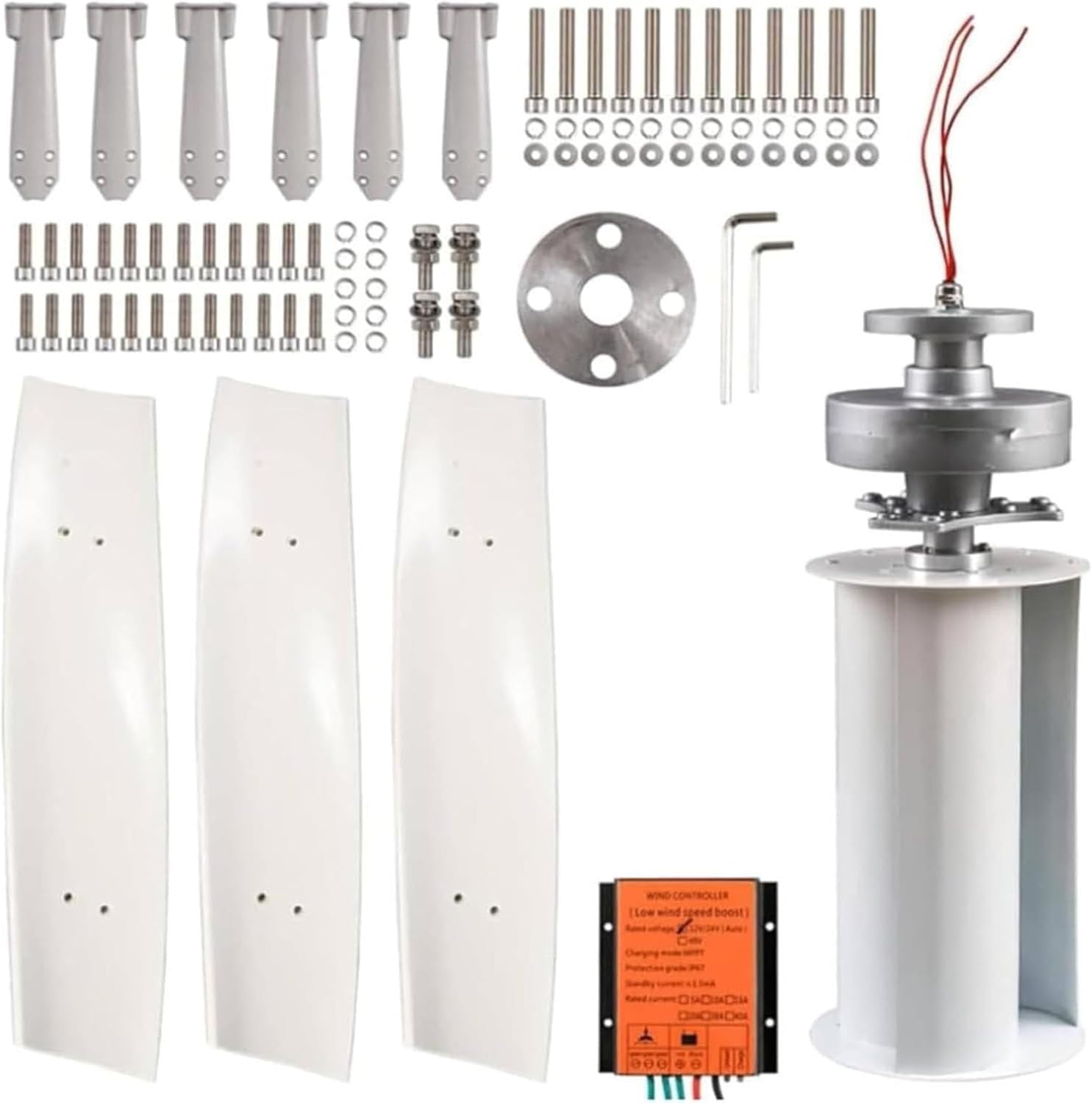 12V 24V 48V 220V Windmill Wind Turbine Generator with MPPT Controller,10000W Portable Vertical Helix Wind Power Turbine Generator,3 Blade Wind Generator Kit for Home Energy Supplementation 12000W-24V