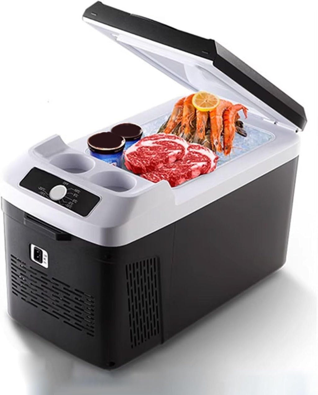 Mini Fridge Mini Freezer Portable Cooler Electric 15L Freezer/Refrigerator Dual Cup Holders on Top -20°C to 20°C for Car Travel Camping Truck 12V/24V