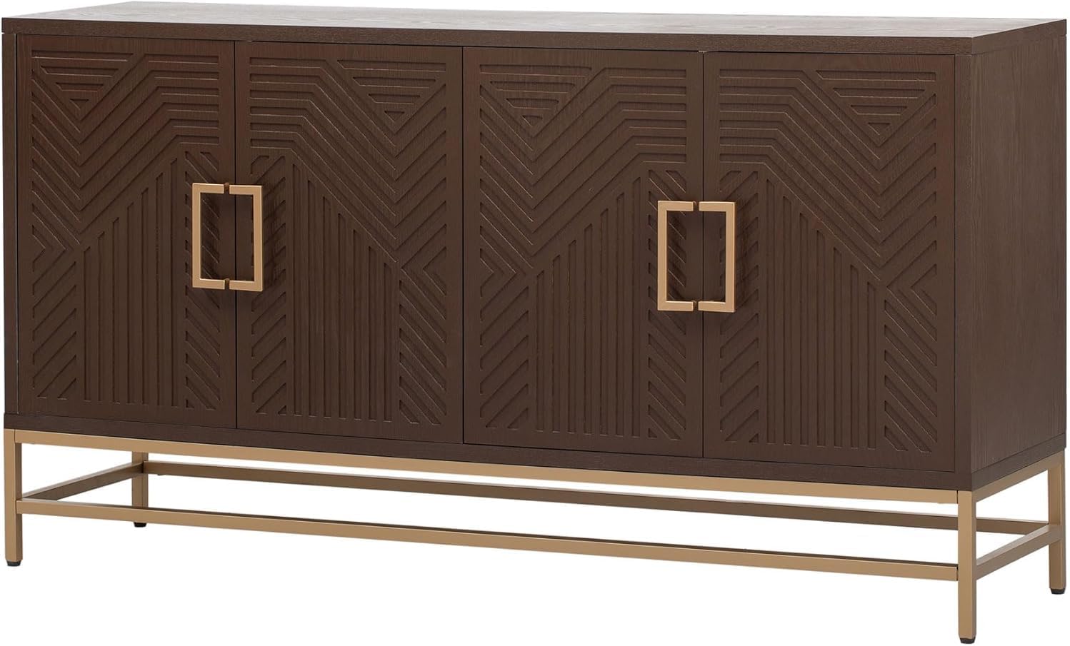 Virubi 60' Sideboard Buffet Cabinet with Storage, Doors and Gold Handles, Wood Modern Sideboard Accent Cabinet with Adjustable Shelves for Living Room, Hallway, Entryway (Espresso)