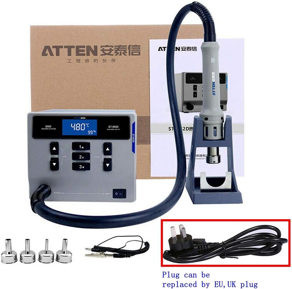 ST862D Soldering Station 1000W Intelligent Hot Air Rework Station for Phone PCB Soldering Repair Straight Wind & Cycl (220V)