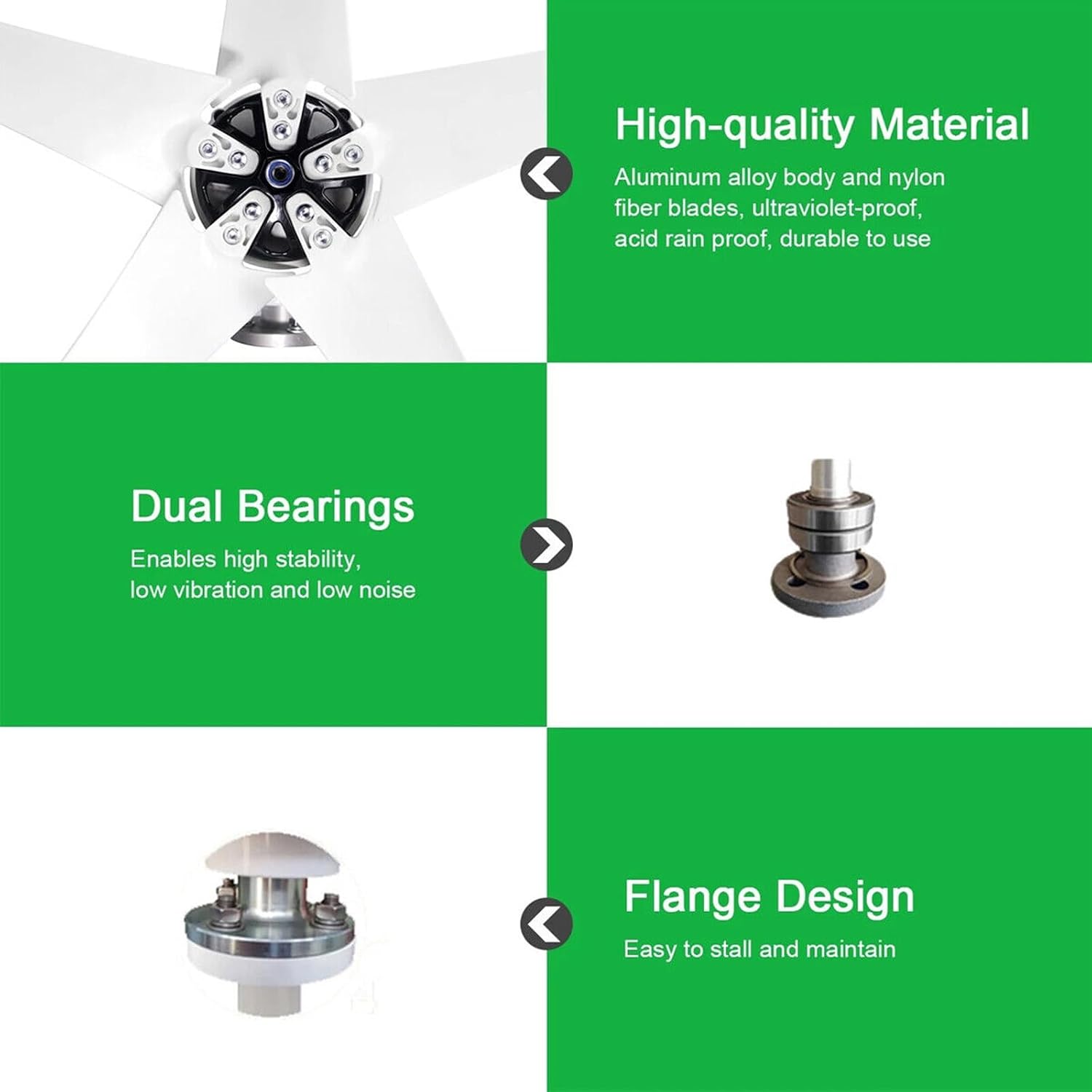 12V/24V 1000W Wind Turbine Kit Generator with Controller + 100W*2 Solar Panel + 2000W Inverter 5 Blade Small Household Wind Turbine Can Be Used for Wind and Solar Hybrid (Color : 48V)