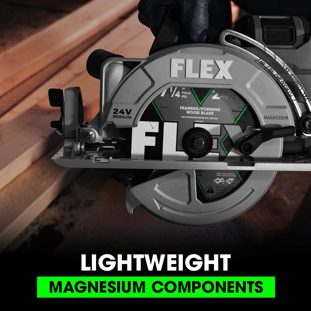 FLEX 24V Brushless Cordless 7-1/4-Inch Circular Saw Kit with 10.0Ah Stacked Lithium Battery and 280W Rapid Charger - FX2141-1J