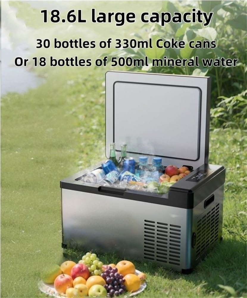 Portable Car Freezer Cooler with 12/24V DC, 0°F to 50°F Quick Cooling, 18.6L Electric Cooler Freezer for Outdoor, Camping, RV, Truc
