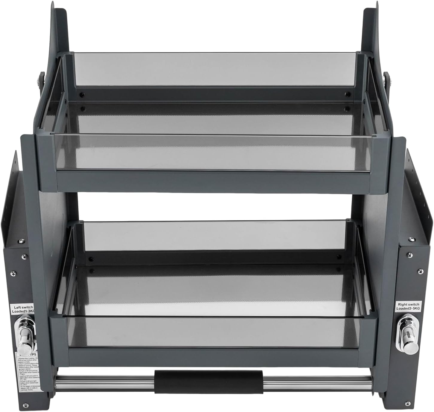 2-Tier Pull-Down Shelf, 24 Inch Heavy Duty Pull-Out Cabinet Shelf Drop Down Sliding Shelf Lift Inner Space Saving Wall Mounted Spice Rack Organizer for Kitchen Appliance Lift Upper Cabinet