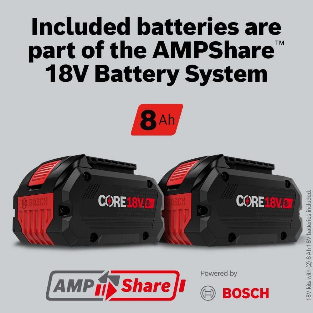 Bosch GXS18V-13N24 18V Starter Kit with (2) CORE18V® 8 Ah High Power Batteries and (1) 18V 16 Amp Battery Turbo Charger