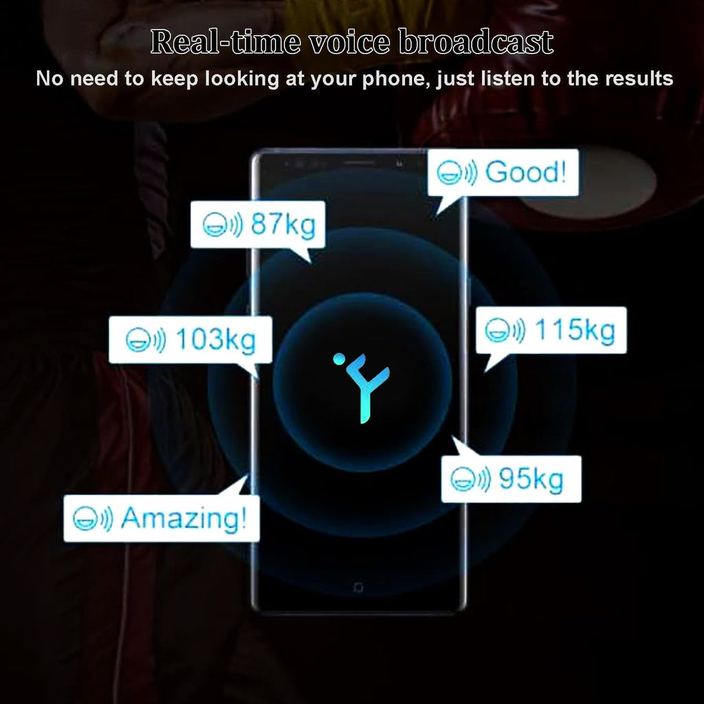 Smart Force Tracker for Punching Bag - Real-Time Data Monitoring, 200H Battery, Voice Feedback, 3 Training Modes， Speed Sensor with App for Boxing, MMA, Kickboxing Training,White