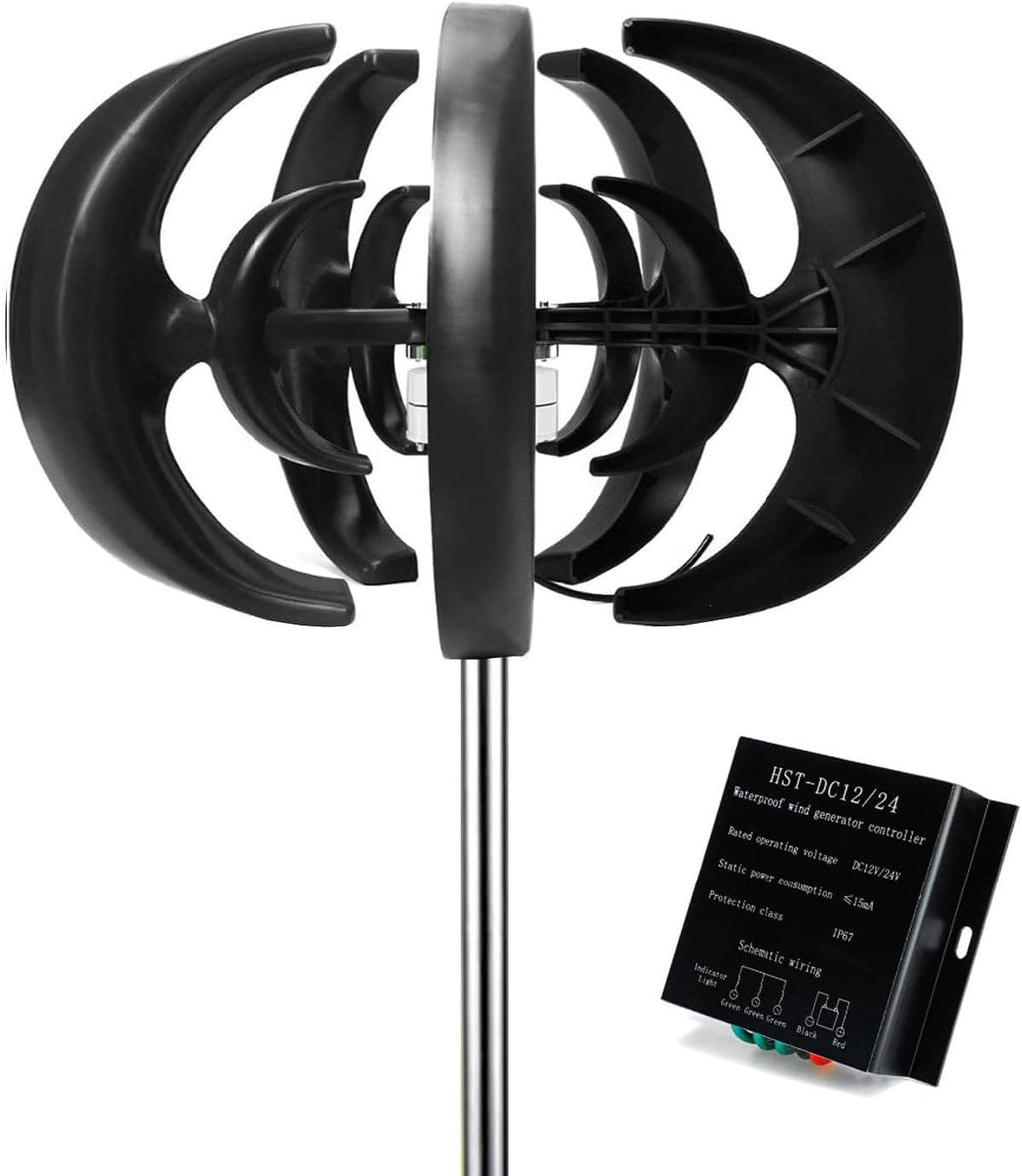 1000W Vertical Wind Turbine Generator - 12V/24V Magnetic Levitation Design for Home & Marine Use - Efficient Upright Wind Power Solution - Black Finish