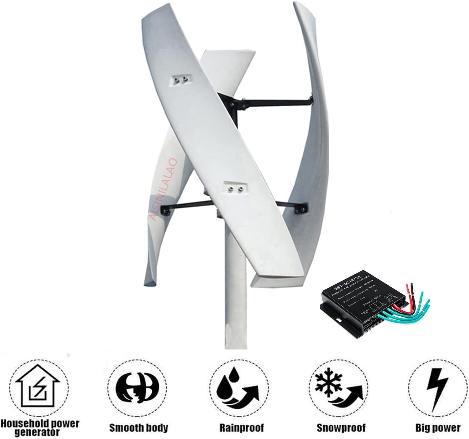 1000W-10000W Wind Turbines Generator Kit,Low Wind Speed Start 3 Blade Home Wind Turbine W/Controller for Home, Boats, Street Lighting (12V-220V)