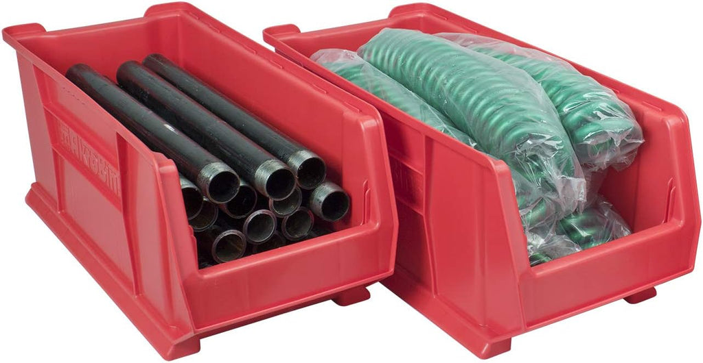 Akro-Mils 30287 Super-Size AkroBins Plastic Storage Bins, Space-Saving Stackable Bins for Garage, Classroom, Warehouse Organization, 24' L x 11' W x 10' H, Red, 4-Pack