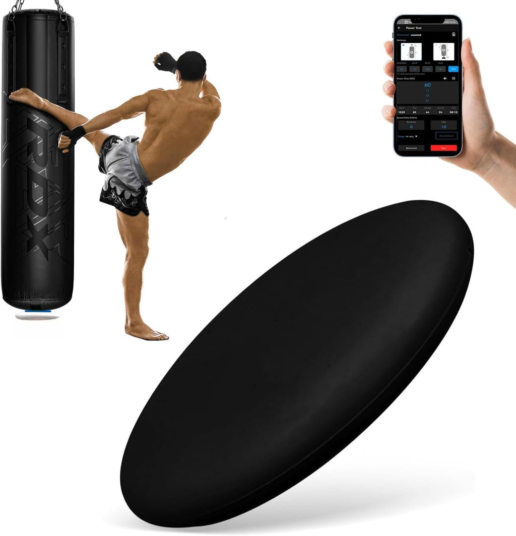 Smart Force Tracker for Punching Bag - Real-Time Data Monitoring, 200H Battery, Voice Feedback, 3 Training Modes， Speed Sensor with App for Boxing, MMA, Kickboxing Training,Black