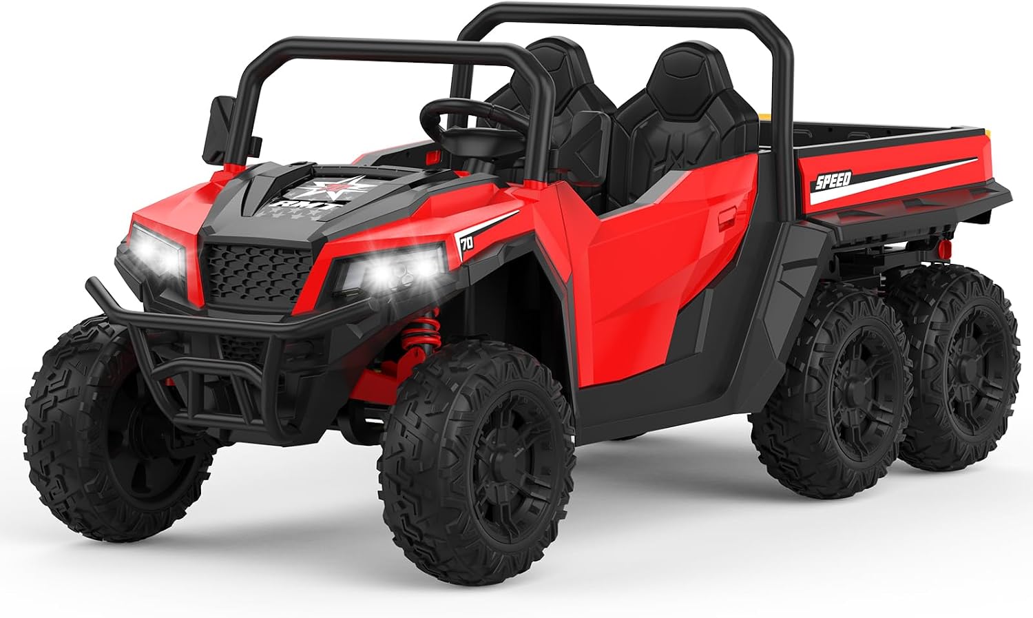 Garvee 24V 4WD Electric Ride On Dump Truck with Remote Control | 2-Seater Kids Ride On Car | Music Player & LED Lights | Birthday Gift for Ages 3+ (Key Start Safety System)
