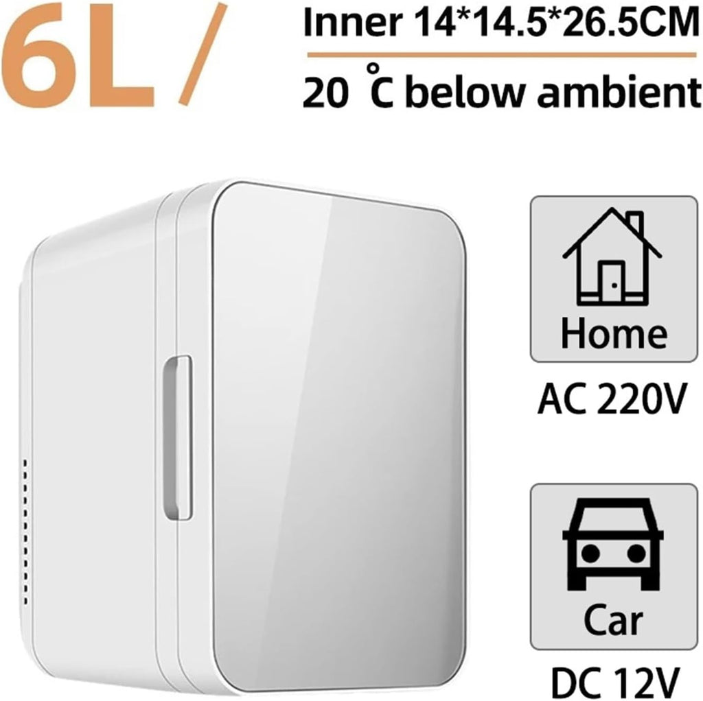 6L Mini Car Refrigerator 12V DC 220V AC Electric Portable Beauty Cooler Warmer Car Mini Fridge Ice Box For Home Camping Travel