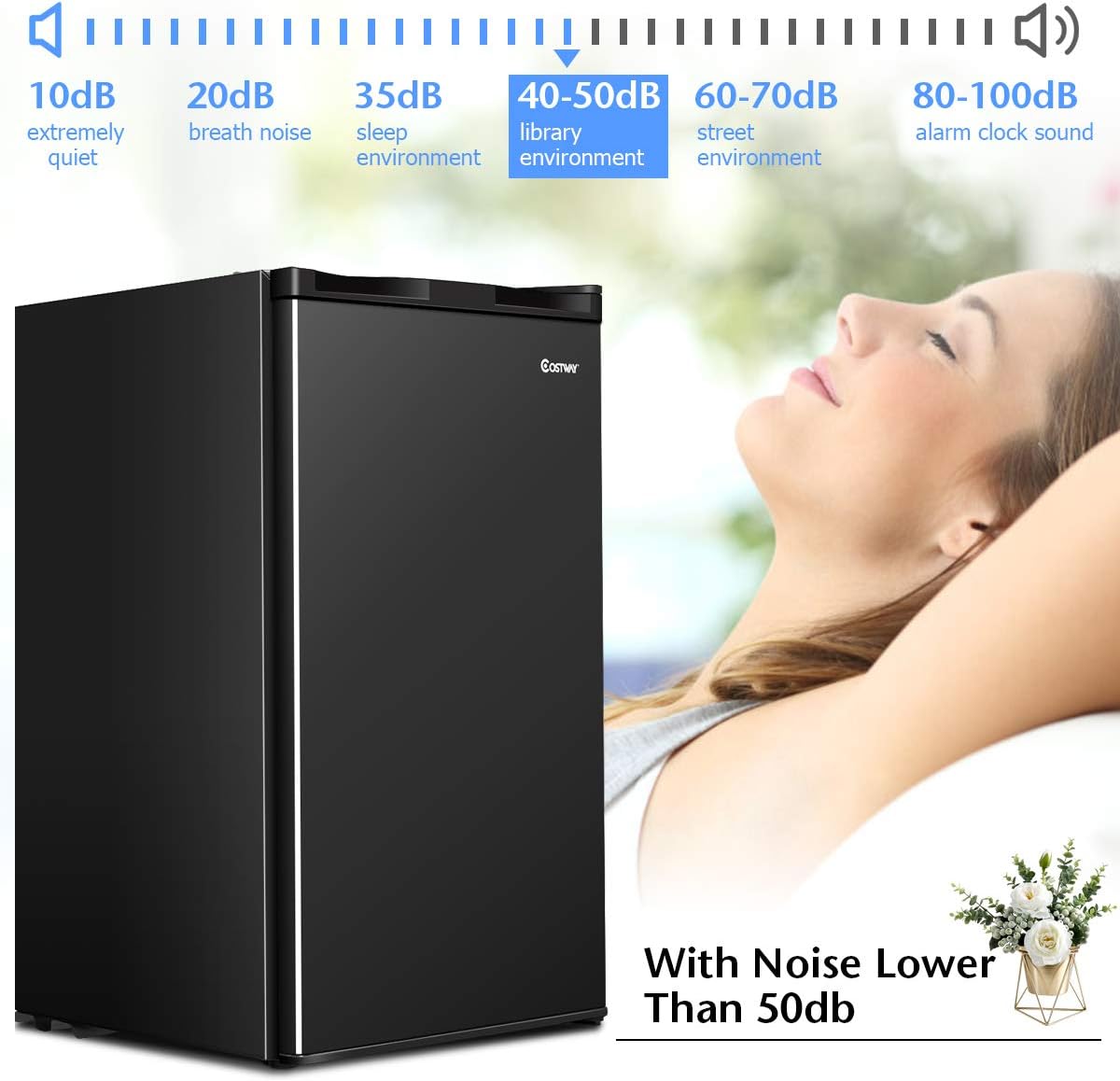 COSTWAY Compact Refrigerator, Single Door 3.2 CU.FT. Mini Fridge Compartment with Adjustable Thermostat and Removable Glass Shelves, Freezer Cooler Fridge for Dorm Apartment Office, Black
