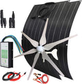 600W Wind Solar Kit Off Grid Hybrid System for Boat:400W Wind Turbine Generator/2pcs 100W Flexible Solar Panels Monocrystalline/Hybrid Charge Controller/Battery Cables/Connectors