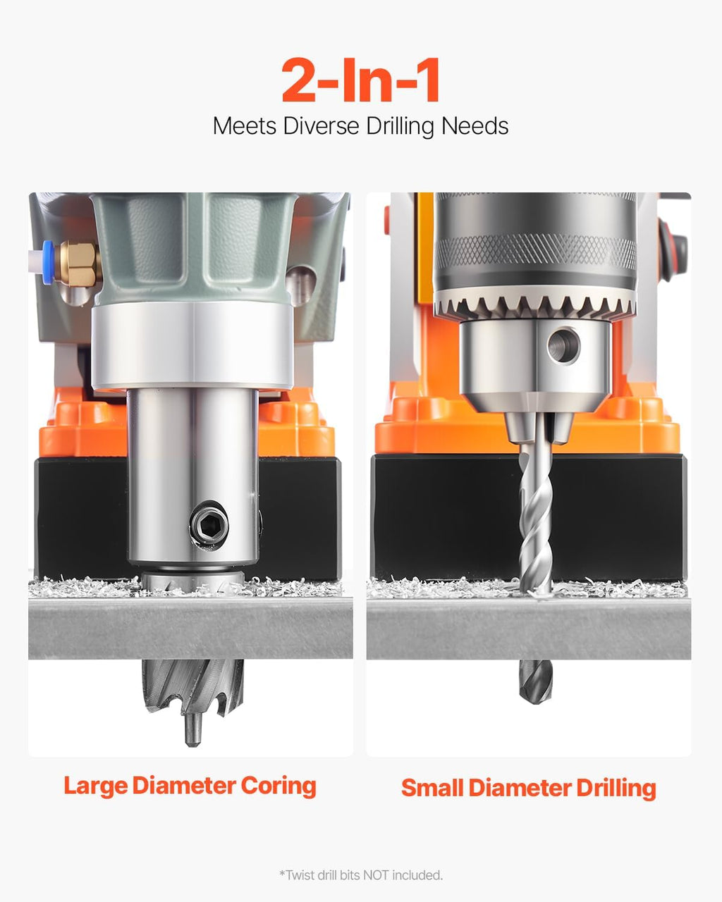 VEVOR Mag Drill Press, 1300W 1.57' Boring Diameter, 2922lbf Power Portable Magnetic Drill, 810 PRM, 11Pcs Drill Bits Electric Drilling Machine for Metal Surface, Industrial and Home Improvement
