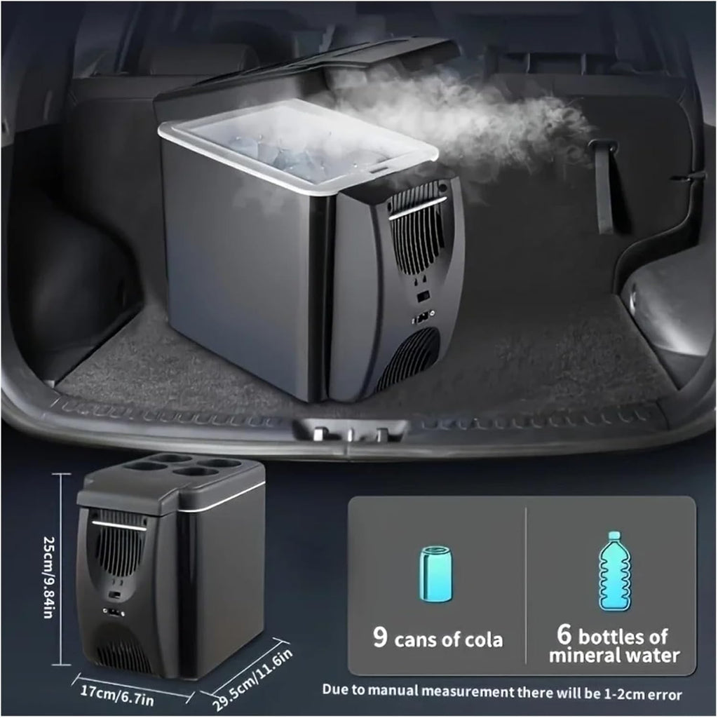 6L Portable Compact Mini Fridge 12V Car Refrigerator Freezer For Camping Traveling Electric Cool Box Summer Outdoor Fridge(6L 12V Black)