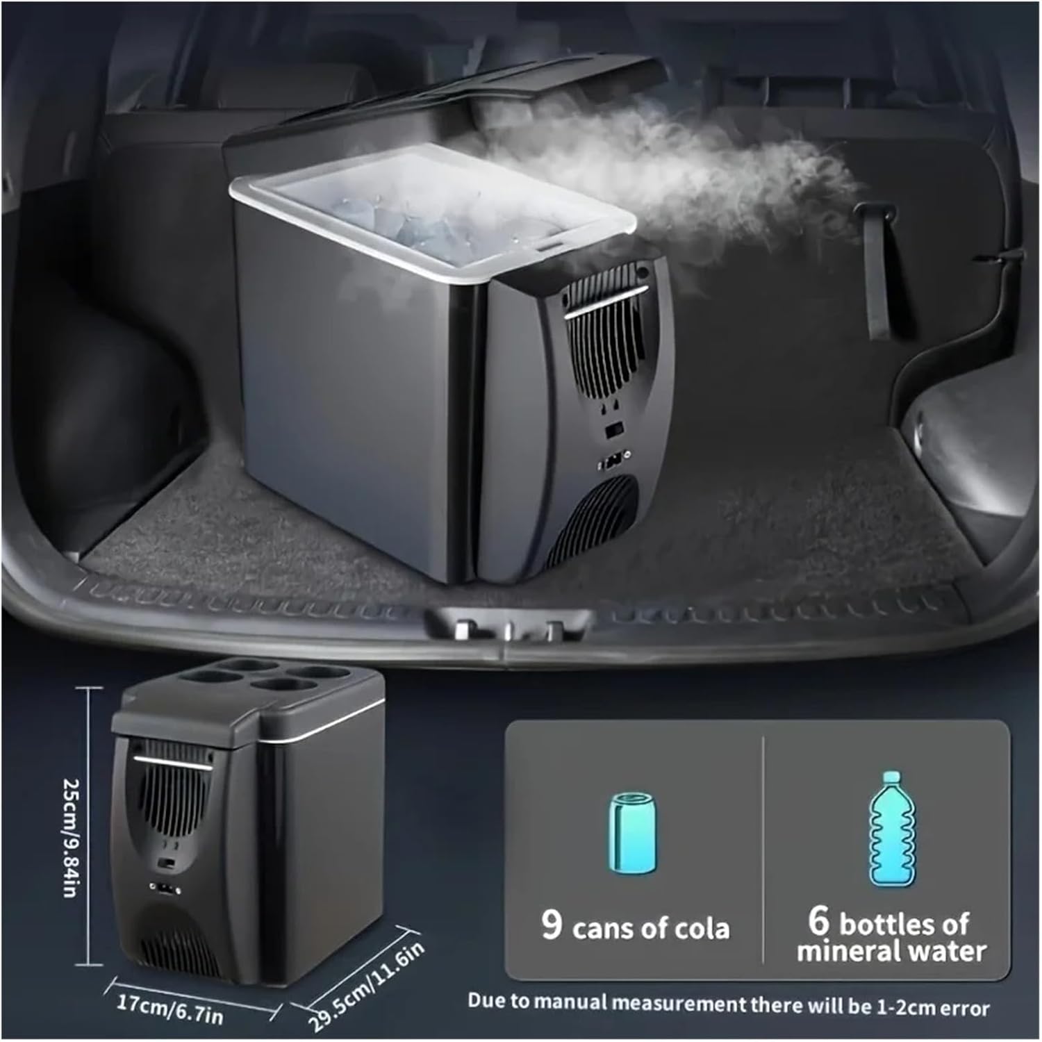 6L Portable Compact Mini Fridge 12V Car Refrigerator Freezer For Camping Traveling Electric Cool Box Summer Outdoor Fridge(6L 12V Black)