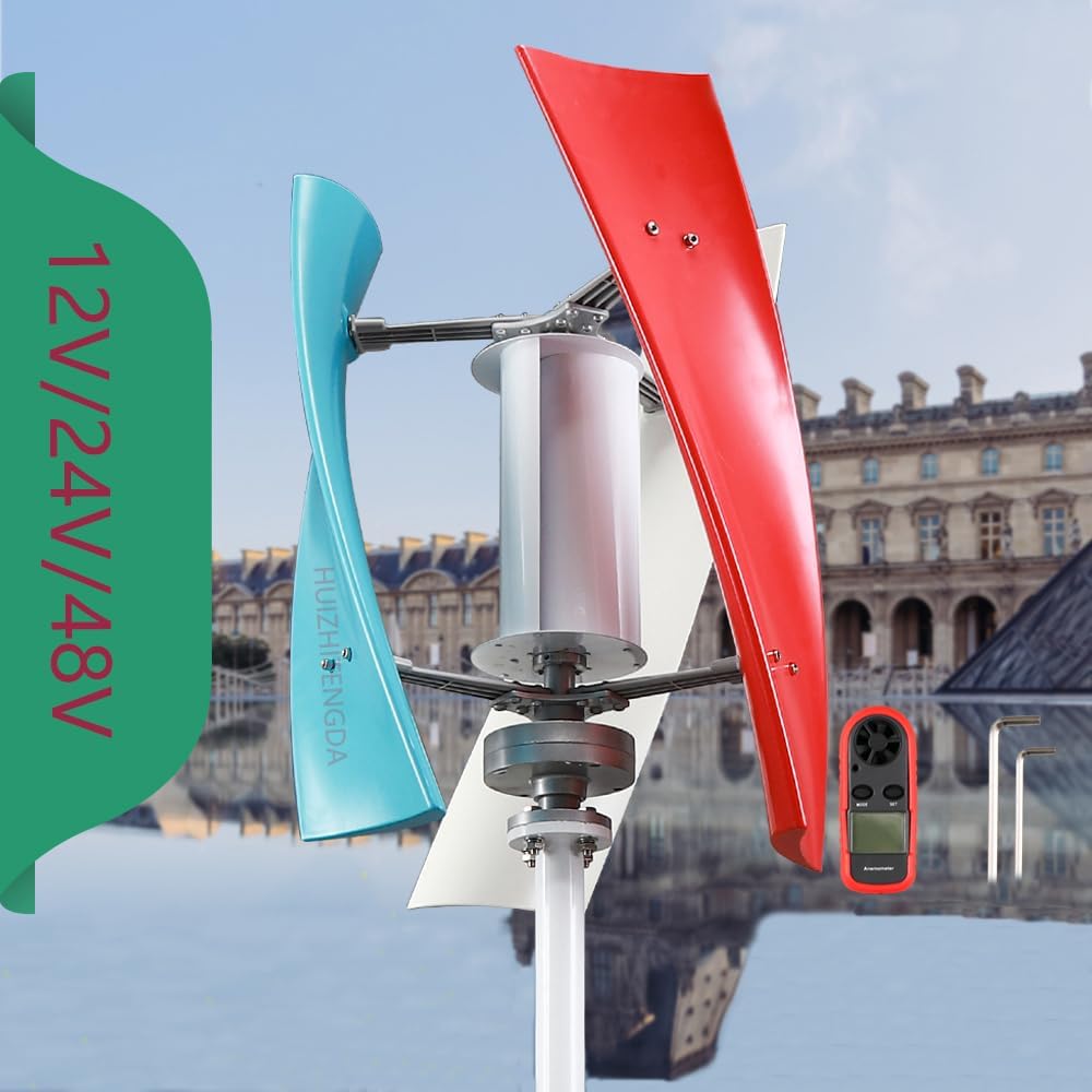 3000W Wind Turbine Generator Vertical, 12V-220V Garden Noise Wind Turbine Generator with Controller 3 Blades Wind Turbine Kits for Home, Monitoring Use,24v
