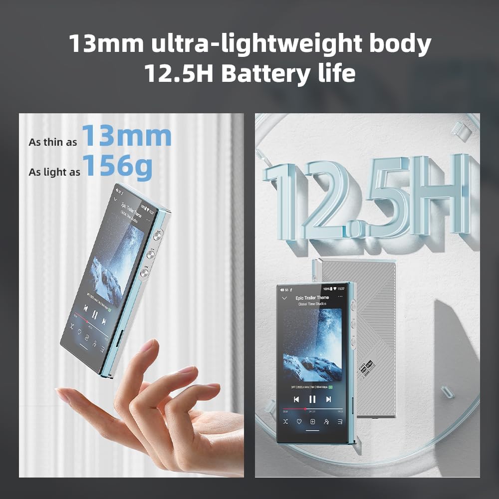 JadeAudio/FiiO JM21 Android 13 Hi-Res Music Player MP3 with Snapdragon 680, Bluetooth WiFi USB DAC 12.5H Playtime (3+32g Sky Blue)