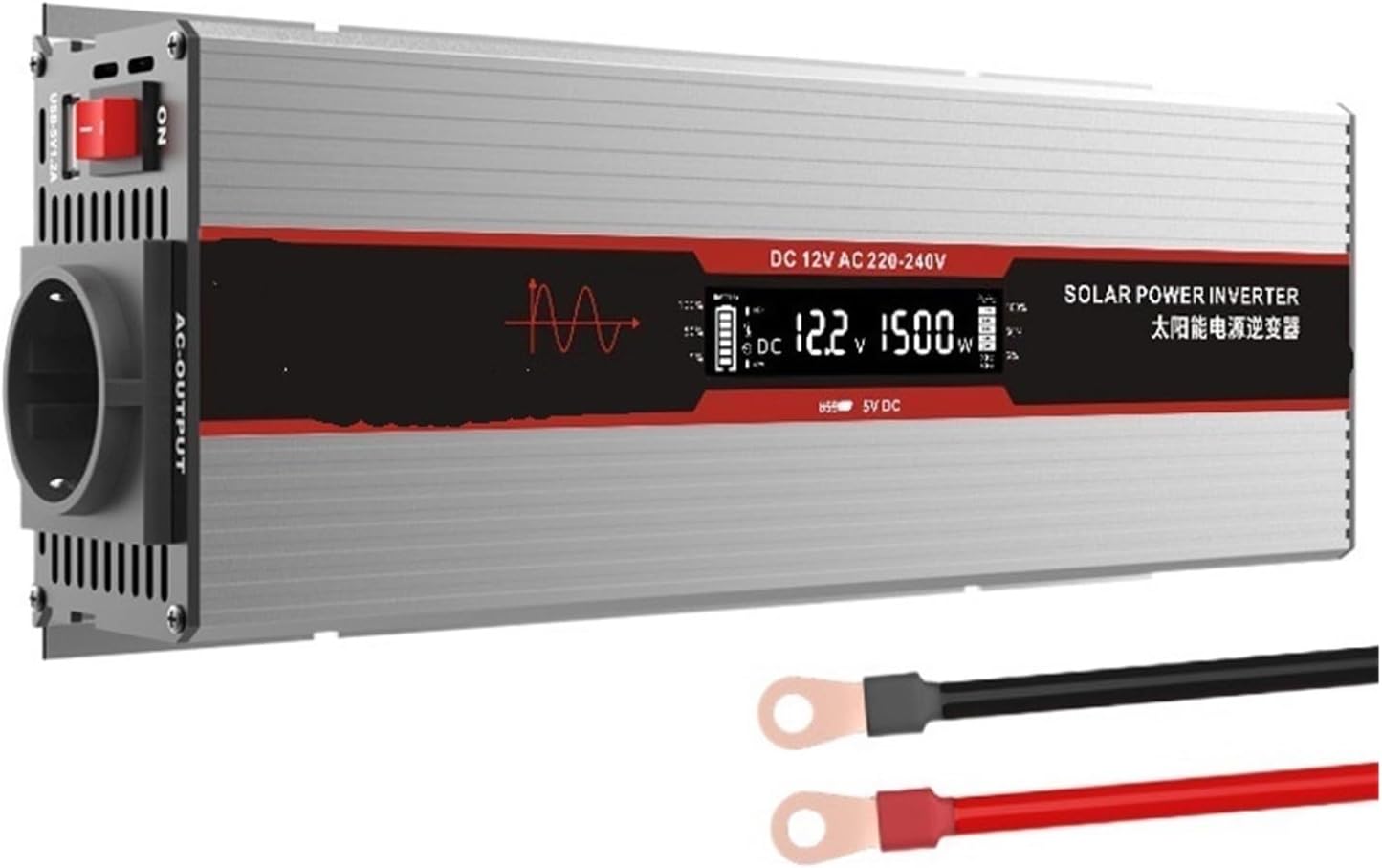 Solar Pure sine Wave Inverter 1000W 1500W 12V 24V Power Converter(02224V1500WGray)