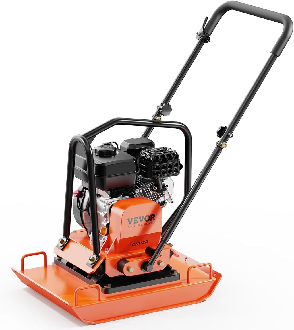 VEVOR Plate Compactor, 7.0 HP Gas Engine, 4451.22 lbf Vibration Compaction Force, 432 sq. in Plate, 5400 RPM Power Tamper, Ground Compactor Rammer for Dirt, Gravel, Asphalt, Foundation, EPA Compliant
