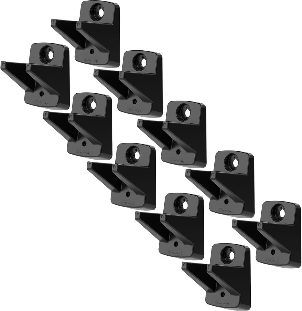 Suncast 12 Pack Wall Mount Hook Tool Organizer, Outdoor Rack System for Garage Storage, Closet, Shed, or Cleaning Organization, Black