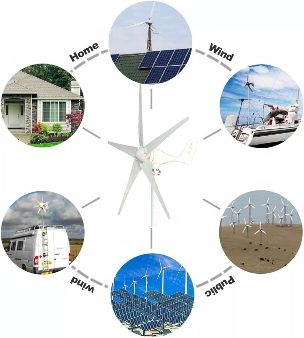 Wind Turbine Generator, Wind Mill Turbine Generator Energy Power 800W 1000W 12V 24V 48V Complete Kit Residential With MPPT Charge Controller For Homeuse for Marine, RV, Home(1KW,TURBINE ONLY_12V)