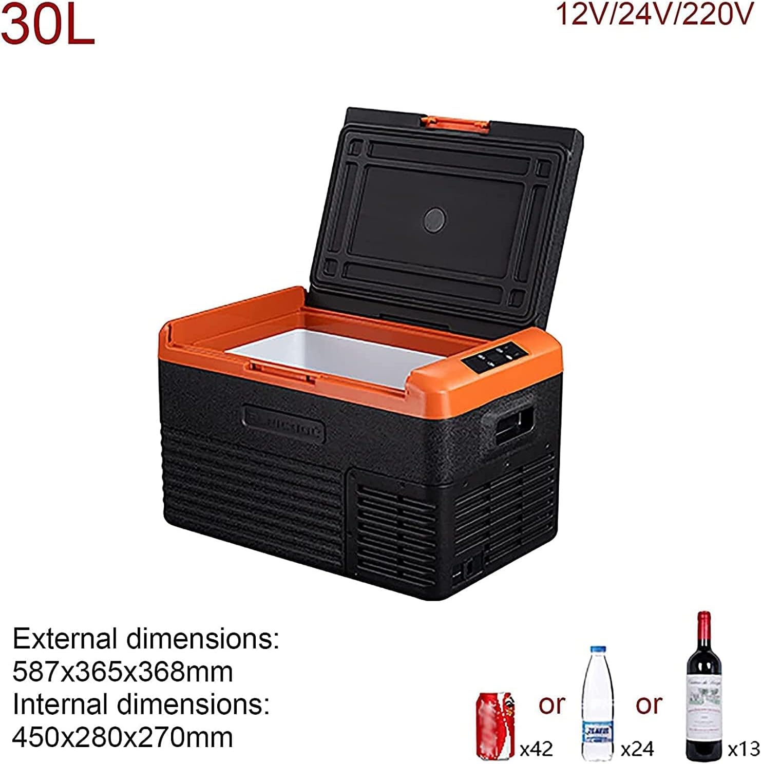 Car Fridge Electric Cool Box Portable Compressor Freezer Mini Fridge Great for Bedroom/Office/Car/Dorm (Black) (Size : 30L)